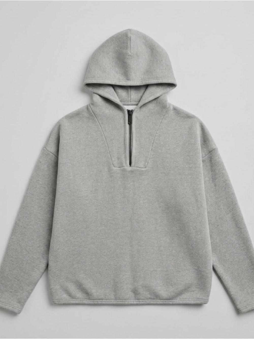 Zara Girls 6-7 Light Gray Half-Zip Hooded Pullover w Thumb Holes - Picture 1 of 1